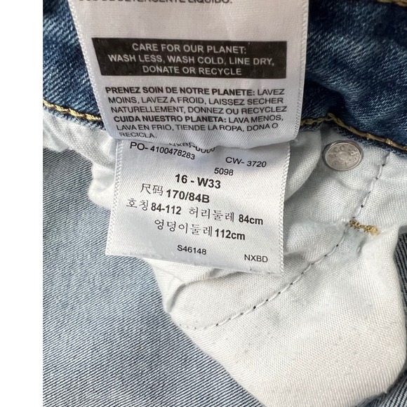 Levis Strauss Denim Shorts Distressed Frayed Hem Blue Wash Casual Summer Size 16 - Picture 4 of 5